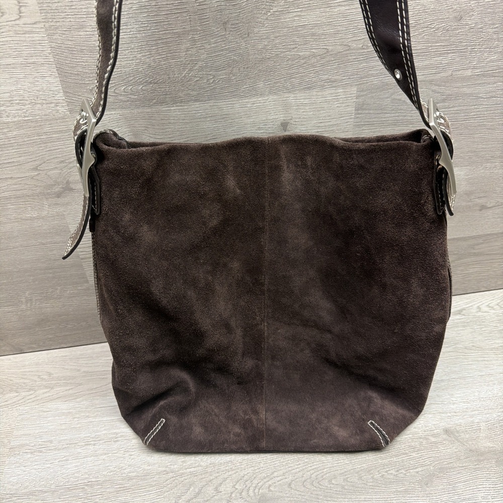 Wilsons Leather Pelle Studio Suede Brown Handbag Very Nice Adjustable Strap